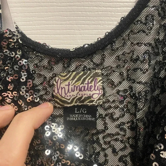 Intimately Free People Sheer Sequin Tank Top W/ Adjustable Straps Size Large - Picture 3 of 4